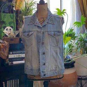 Studded jean vest